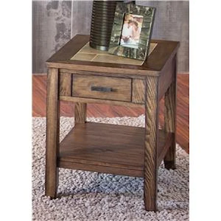 Chair Side Table with Ceramic Tile Top